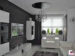 Mieszkanie Białołęka, Warszawa - Średni biały czarny salon, styl glamour - zdjęcie od CUBE Interior Design