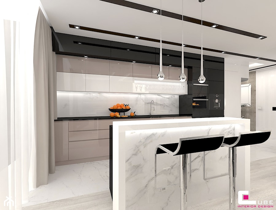 Projekt mieszkania chłodny beż - Kuchnia, styl nowoczesny - zdjęcie od CUBE Interior Design