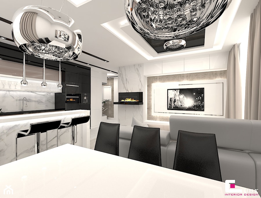 Projekt mieszkania chłodny beż - Jadalnia, styl nowoczesny - zdjęcie od CUBE Interior Design