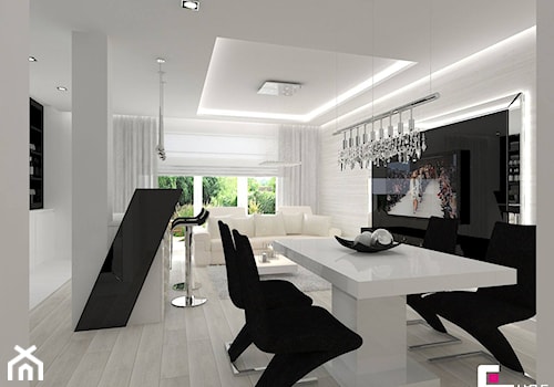 Dom w Markach - Średnia biała jadalnia w salonie, styl nowoczesny - zdjęcie od CUBE Interior Design