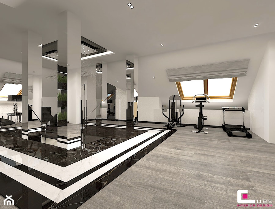 Dom w Chojnowie - Duży biały z marmurem na podłodze hol / przedpokój, styl glamour - zdjęcie od CUBE Interior Design