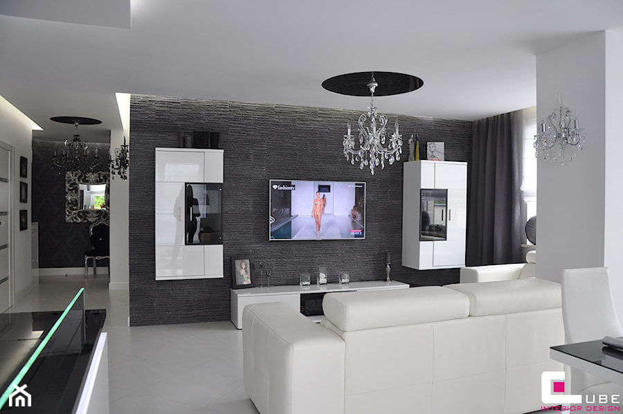 Średni czarny szary salon, styl glamour - zdjęcie od CUBE Interior Design