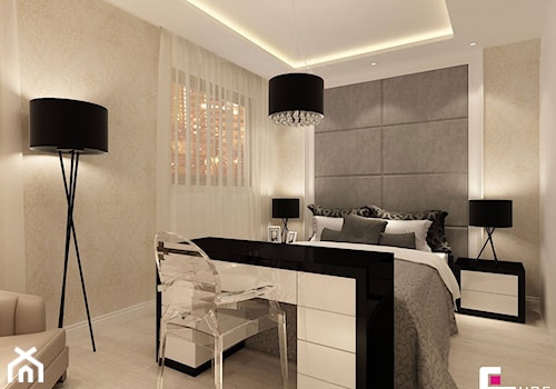 Dom na Zaciszu - Średnia beżowa z biurkiem sypialnia, styl nowoczesny - zdjęcie od CUBE Interior Design