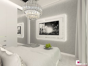 Mieszkanie pokazowe w Konstancinie-Jeziornie - Mała szara sypialnia, styl glamour - zdjęcie od CUBE Interior Design