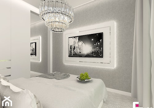 Mieszkanie pokazowe w Konstancinie-Jeziornie - Mała szara sypialnia, styl glamour - zdjęcie od CUBE Interior Design