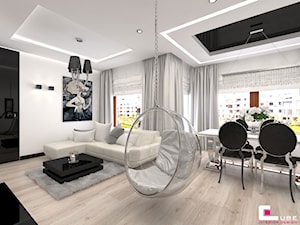 Mieszkanie w Trójmieście - Średni biały salon z jadalnią, styl glamour - zdjęcie od CUBE Interior Design