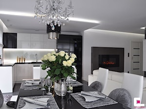 Mieszkanie Białołęka, Warszawa - Mała otwarta biała z zabudowaną lodówką kuchnia w kształcie litery l, styl nowoczesny - zdjęcie od CUBE Interior Design