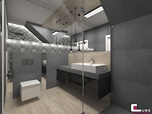 DOM W KOBYŁCE - Średnia na poddaszu łazienka z oknem, styl nowoczesny - zdjęcie od CUBE Interior Design