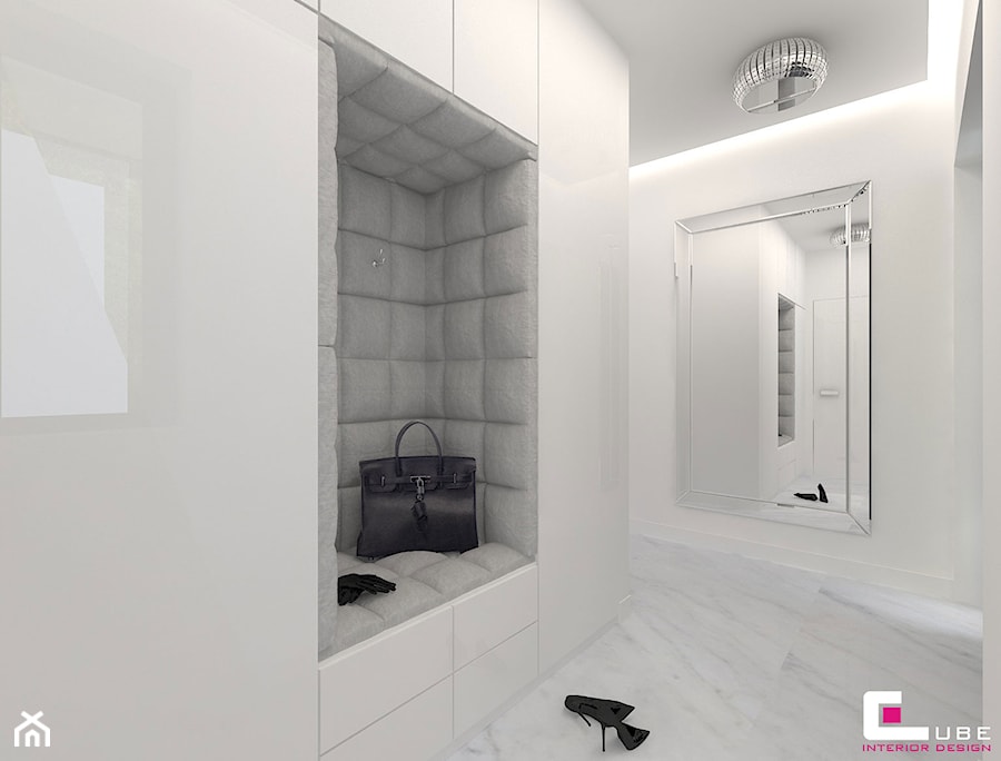 Dom w Kępie Okrzewskiej - Średni biały hol / przedpokój, styl glamour - zdjęcie od CUBE Interior Design