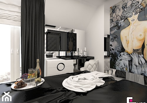 Dom w Elblągu - Średnia biała sypialnia na poddaszu, styl glamour - zdjęcie od CUBE Interior Design