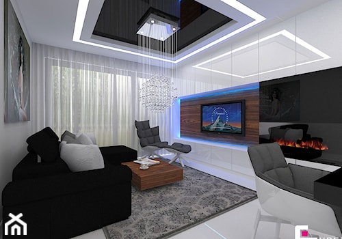 Mieszkanie w Nowej Woli pod Warszawą - Średni biały salon, styl nowoczesny - zdjęcie od CUBE Interior Design