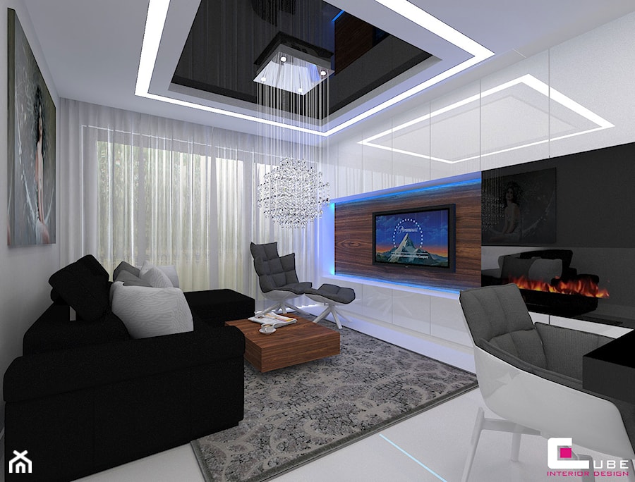 Mieszkanie w Nowej Woli pod Warszawą - Średni biały salon, styl nowoczesny - zdjęcie od CUBE Interior Design