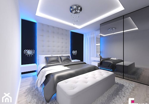 Mieszkanie w Mińsku Mazowieckim 70 m2 - Średnia biała czarna sypialnia, styl nowoczesny - zdjęcie od CUBE Interior Design