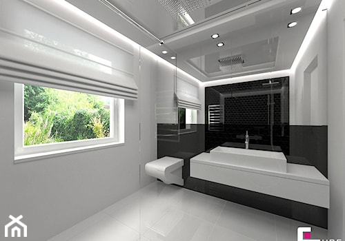 Dom w Markach - Średnia na poddaszu łazienka z oknem, styl nowoczesny - zdjęcie od CUBE Interior Design