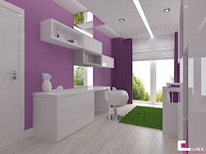 Dom w Lipkowie - Średni biały fioletowy pokój dziecka dla nastolatka dla dziewczynki, styl nowoczesny - zdjęcie od CUBE Interior Design