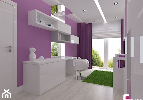 Dom w Lipkowie - Średni biały fioletowy pokój dziecka dla nastolatka dla dziewczynki, styl nowoczesny - zdjęcie od CUBE Interior Design