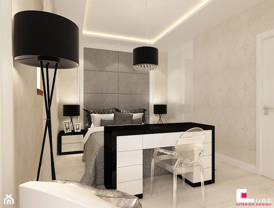 Dom na Zaciszu - Średnia beżowa sypialnia, styl nowoczesny - zdjęcie od CUBE Interior Design