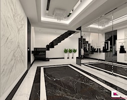 Dom w Chojnowie - Duży biały czarny z marmurem na podłodze hol / przedpokój, styl glamour - zdjęcie od CUBE Interior Design - Homebook