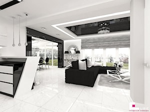 Dom w Elblągu - Mały biały salon z jadalnią, styl glamour - zdjęcie od CUBE Interior Design