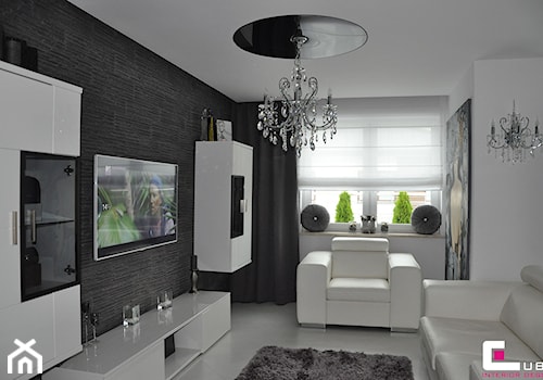 Mieszkanie Białołęka, Warszawa - Mały biały czarny salon - zdjęcie od CUBE Interior Design