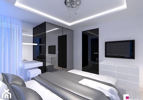 Mieszkanie w Mińsku Mazowieckim 70 m2 - Średnia szara sypialnia, styl nowoczesny - zdjęcie od CUBE Interior Design