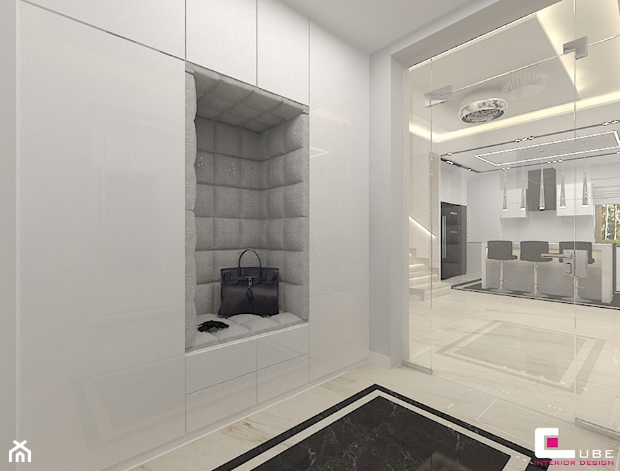 Projekt wnętrz domu - Średni biały hol / przedpokój, styl nowoczesny - zdjęcie od CUBE Interior Design