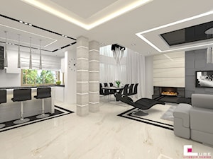 Projekt wnętrz domu - Mały biały z marmurem na podłodze hol / przedpokój, styl nowoczesny - zdjęcie od CUBE Interior Design