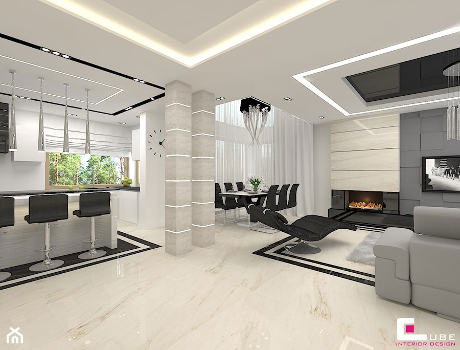 Projekt wnętrz domu - Mały biały z marmurem na podłodze hol / przedpokój, styl nowoczesny - zdjęcie od CUBE Interior Design