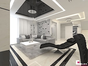 Projekt wnętrz domu - Średni biały salon, styl nowoczesny - zdjęcie od CUBE Interior Design