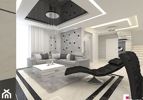 Projekt wnętrz domu - Średni biały salon, styl nowoczesny - zdjęcie od CUBE Interior Design