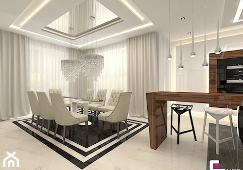 Dom pod Zambrowem - Średnia biała jadalnia w kuchni, styl nowoczesny - zdjęcie od CUBE Interior Design