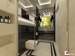 DOM Z ANTRESOLĄ - Średnia łazienka z oknem, styl glamour - zdjęcie od CUBE Interior Design