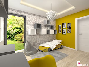 DOM W KOBYŁCE - Średni szary żółty pokój dziecka dla dziecka dla nastolatka dla chłopca, styl nowoczesny - zdjęcie od CUBE Interior Design