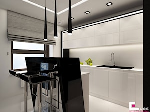 Dom na Zaciszu - Średnia otwarta biała z nablatowym zlewozmywakiem z podblatowym zlewozmywakiem kuchnia jednorzędowa z wyspą lub półwyspem, styl nowoczesny - zdjęcie od CUBE Interior Design