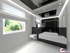 Dom w Markach - Średnia na poddaszu łazienka z oknem, styl nowoczesny - zdjęcie od CUBE Interior Design