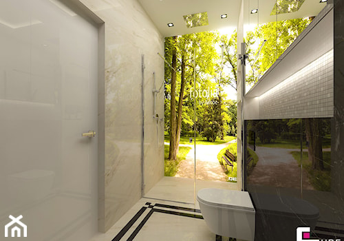 Dom pod Zambrowem - Mała na poddaszu bez okna z punktowym oświetleniem łazienka, styl nowoczesny - zdjęcie od CUBE Interior Design