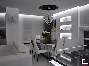Średnia szara jadalnia w salonie, styl glamour - zdjęcie od CUBE Interior Design