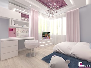 Projekt wnętrz domu w Wołominie - Średni szary pokój dziecka dla dziecka dla nastolatka dla dziewczynki, styl glamour - zdjęcie od CUBE Interior Design