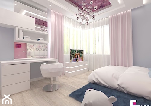 Projekt wnętrz domu w Wołominie - Średni szary pokój dziecka dla dziecka dla nastolatka dla dziewczynki, styl glamour - zdjęcie od CUBE Interior Design