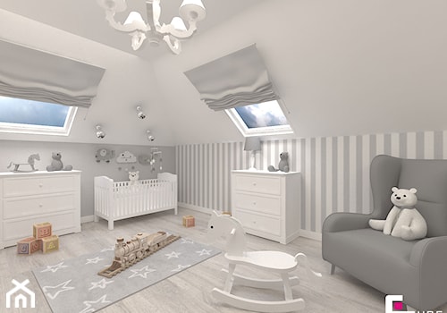 Dom w Kępie Okrzewskiej - Duży szary pokój dziecka dla niemowlaka dla chłopca, styl tradycyjny - zdjęcie od CUBE Interior Design