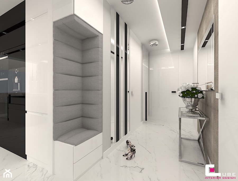 Projekt mieszkania chłodny beż - Hol / przedpokój, styl nowoczesny - zdjęcie od CUBE Interior Design