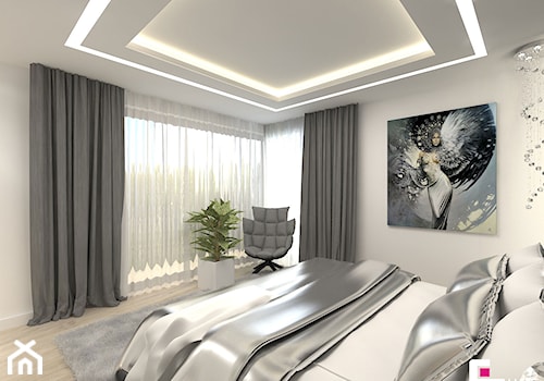 DOM W KOBYŁCE - Średnia biała sypialnia, styl nowoczesny - zdjęcie od CUBE Interior Design