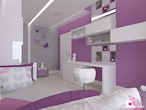 Dom w Lipkowie - Średni fioletowy szary pokój dziecka dla nastolatka dla dziewczynki, styl nowoczesny - zdjęcie od CUBE Interior Design