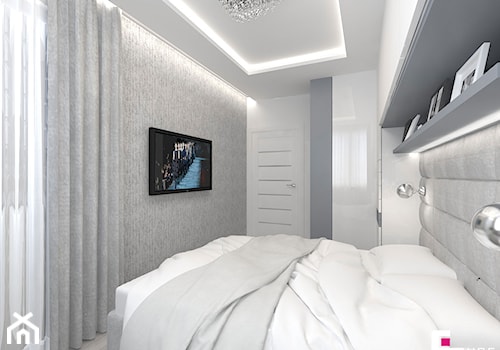 Mieszkanie 70 m2 w Warszawie - Średnia biała szara sypialnia, styl nowoczesny - zdjęcie od CUBE Interior Design