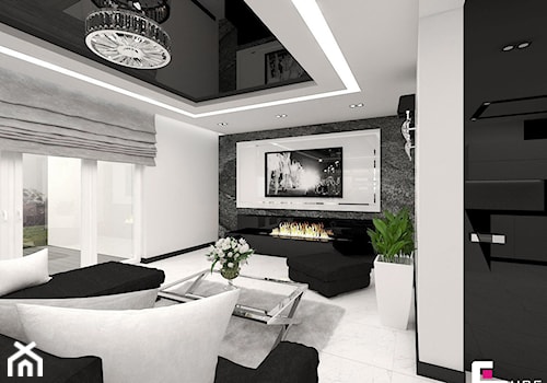 Dom w Elblągu - Średni biały szary salon, styl glamour - zdjęcie od CUBE Interior Design