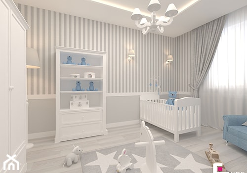 Mieszkanie 70 m2 w Warszawie - Średni szary pokój dziecka dla niemowlaka dla chłopca, styl tradycyjny - zdjęcie od CUBE Interior Design
