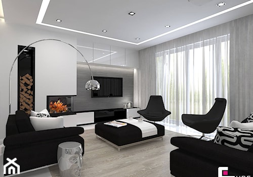 Dom w Lipkowie - Średni biały salon, styl nowoczesny - zdjęcie od CUBE Interior Design
