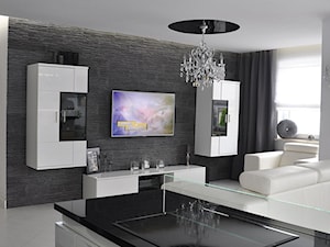 Średni biały salon z kuchnią, styl glamour - zdjęcie od CUBE Interior Design