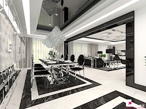 Projekt wnętrz domu w Chojnowie - Duża biała jadalnia jako osobne pomieszczenie, styl glamour - zdjęcie od CUBE Interior Design