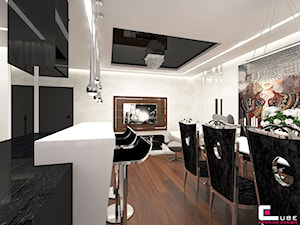 Mieszkanie w Warszawie - Średnia biała jadalnia w salonie, styl glamour - zdjęcie od CUBE Interior Design